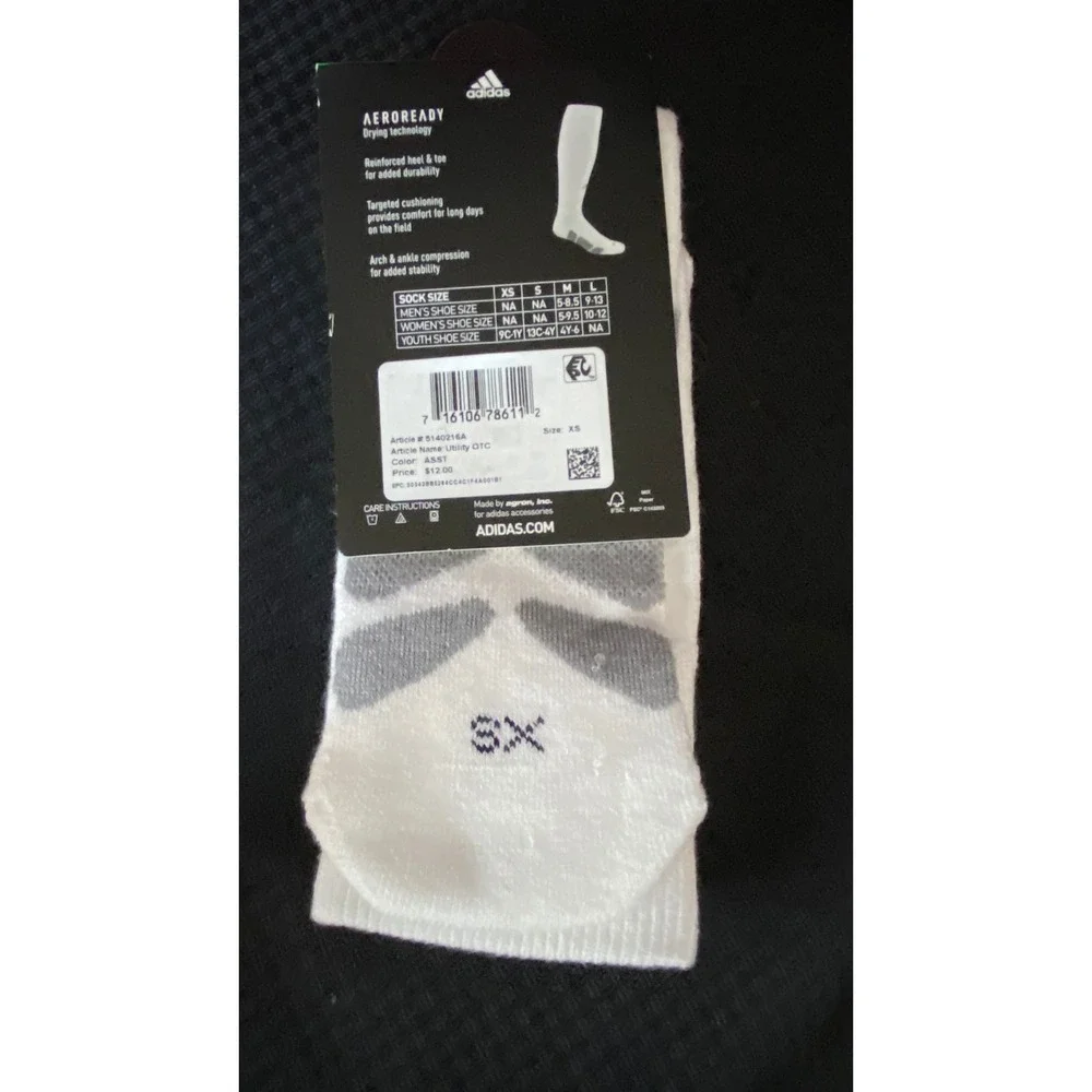 Adidas Aeroready Utility Multi Sport Socks White Size XS New With Tags
